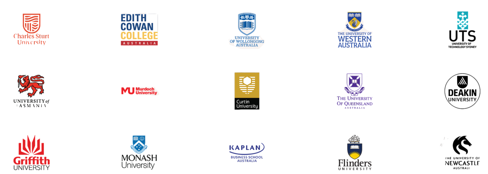 Partner university logos around the world